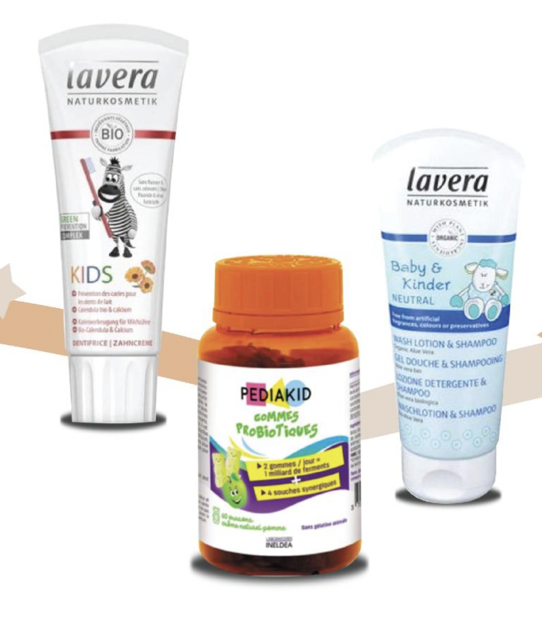 Pack Enfant - Lavera dentifrice kids - Pediakid gommes probiotiques - Lavera Gel douche